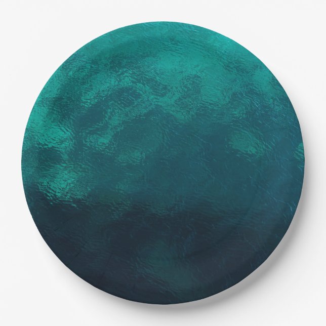 Green Frosted Glass Texture Paper Plates (Front)