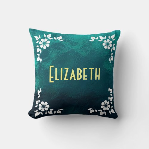 Green Frosted Glass Texture Throw Pillow