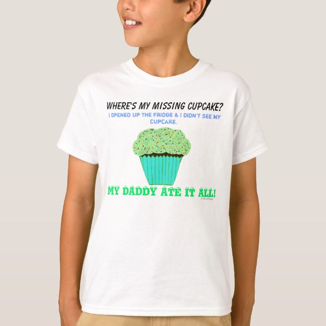 Green Frosting Cupcake Kids Humor T-Shirt (Front)