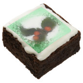 Green Frosty Holly Berries Chocolate Brownie (Angled)