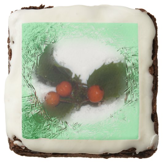 Green Frosty Holly Berries Chocolate Brownie (Front)
