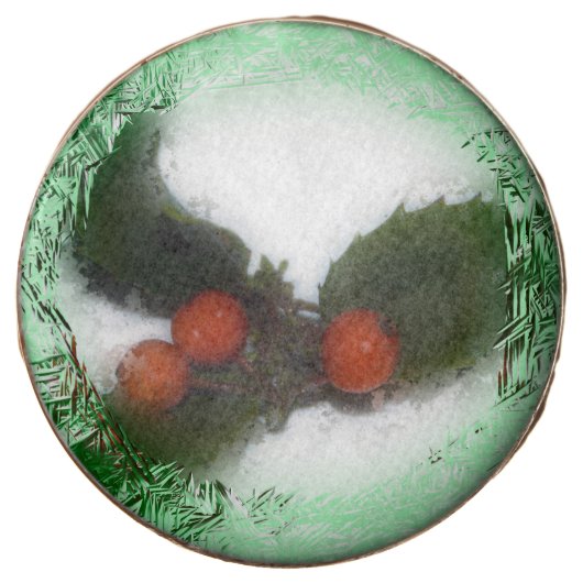 Green Frosty Holly Berries Chocolate Covered Oreo (Front)