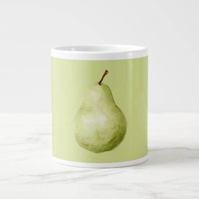 Green Fruit Pear Giant Coffee Mug (Front)