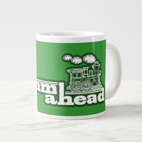 Green full steam ahead train jumbo speciality mug
