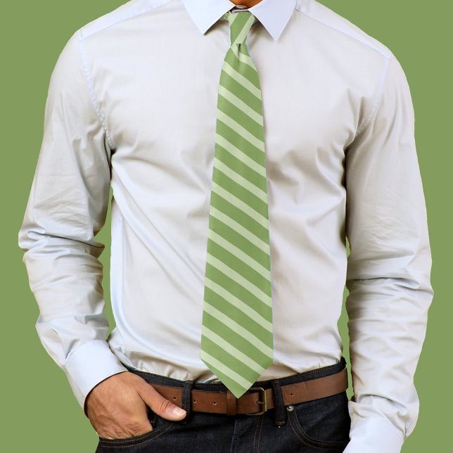 Green Fun Christmas Stripes Pattern Neck Tie (Green striped mens neck tie)