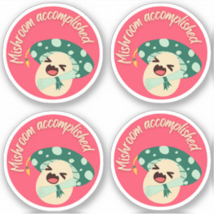 Green Fun Mushroom Grad Label- Pack of 4 Sticker