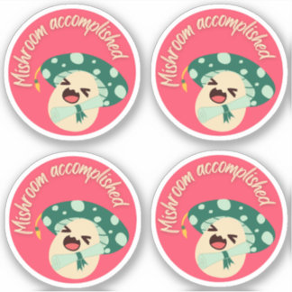 Green Fun Mushroom Grad Label- Pack of 4 Sticker
