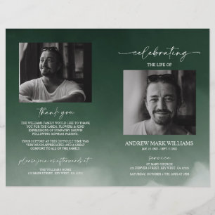 Green Funeral Order of Service Folded Program