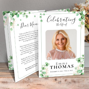 Green Funeral Program ,Order of Service, Foto  Flyer