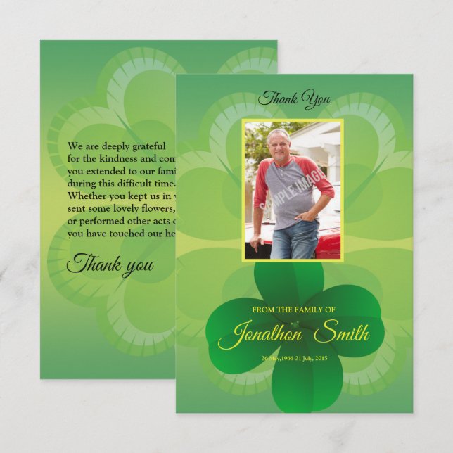 Green Funeral Thank You Card (Front/Back)