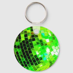 Green Funky Disco Ball Keychain