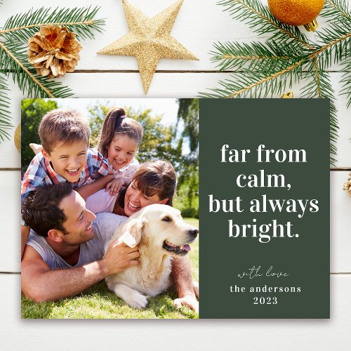 Green Funny Calm Bright Photo Christmas Holiday Card