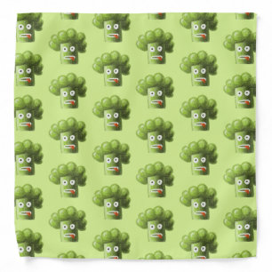 Green Funny Cartoon Broccoli Vegetarian Pattern Bandana