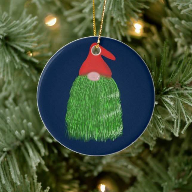 Green funny Christmas 2022 gnome fun Classic  Ceramic Ornament (Tree)