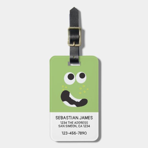 Green Funny Face Personalized Luggage Tag