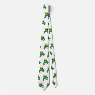 Green Funny Frog Character Neck Tie