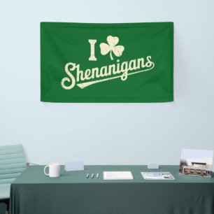 Green Funny Irish Patty's Shamrock Saint Patricks  Banner