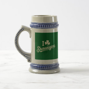 Green Funny Irish Patty's Shamrock Saint Patricks  Beer Stein