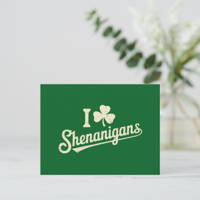 Green Funny Irish Patty's Shamrock Saint Patricks  Postcard (Standing Front)