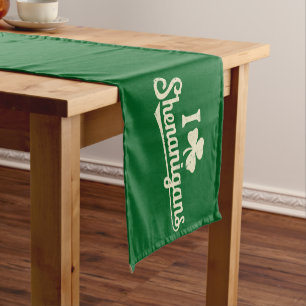 Green Funny Irish Patty's Shamrock Saint Patricks  Short Table Runner
