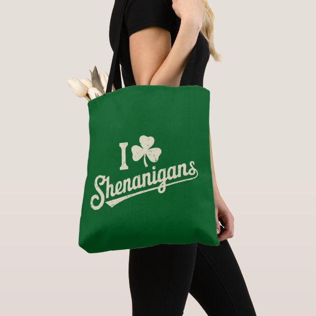 Green Funny Irish Patty's Shamrock Saint Patricks  Tote Bag (Close Up)