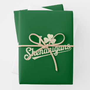 Green Funny Irish Patty's Shamrock Saint Patricks  Wrapping Paper Sheets