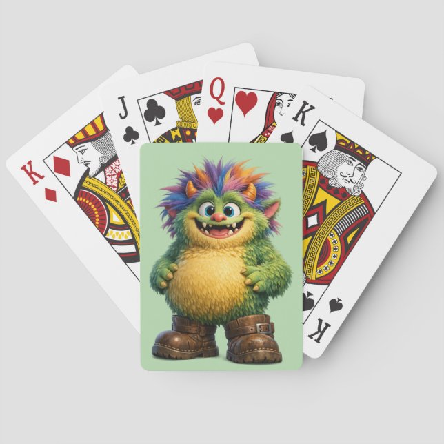 Green Funny Monster Poker Cards (Back)