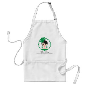 Green Funny Spanish Flamenca Girl Design for Her Adult Apron