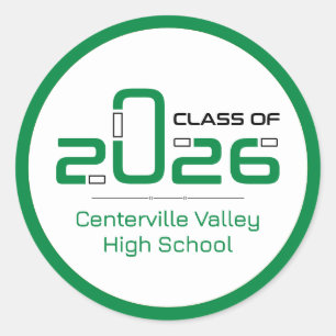 Green Futuristic Class of 2026 Classic Round Sticker