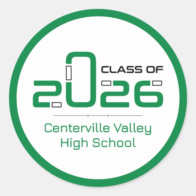 Green Futuristic Class of 2026 Classic Round Sticker (Front)