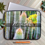 Green fuzzy cacti photo add your name script bold laptop sleeve<br><div class="desc">These green, fuzzy orange-tipped cacti will have you dreaming of sunny days and the peaceful atmosphere of a summer’s garden whenever you use this stunning photography custom name neoprene laptop sleeve. This laptop sleeve comes in three sizes: 15", 13", and 10”. Makes a great gift for someone special! Just type...</div>