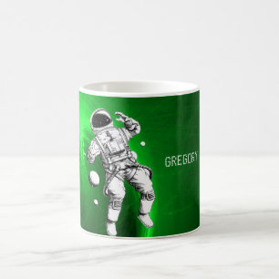 Green Galaxy Astronaut Personalized Coffee Mug