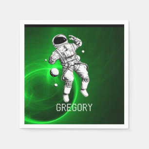 Green Galaxy Astronaut Personalized Napkins