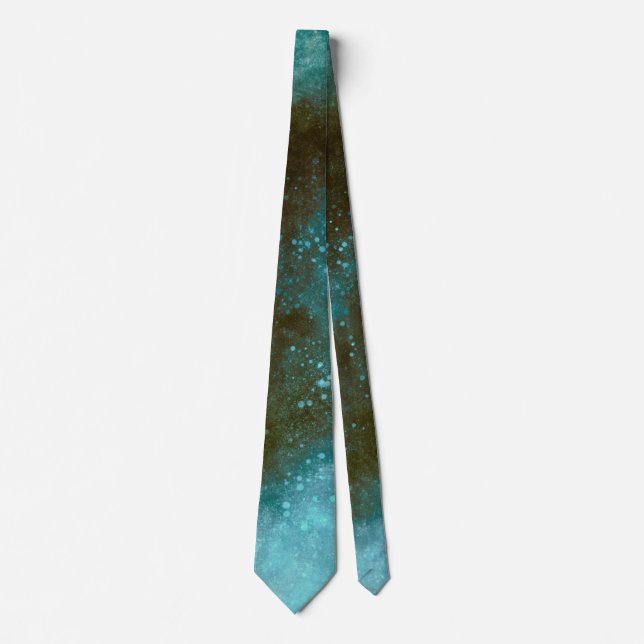 Green Galaxy Sparkles Abstract Neck Tie (Front)