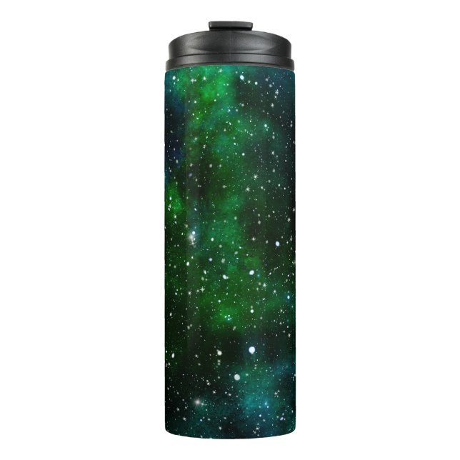 Green Galaxy Starry Night Thermal Tumbler (Front)