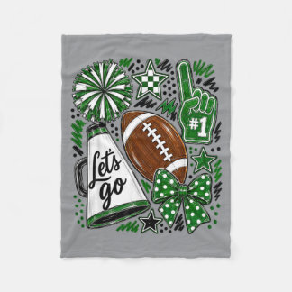 Green Game Day Team High School Football Cheer Mom Fleece Blanket