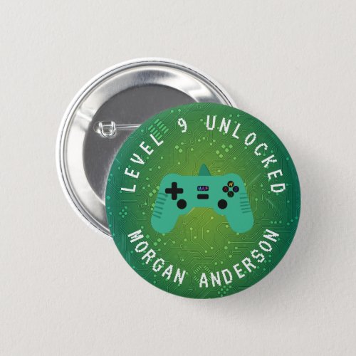 Green Gamer Birthday Level Up  Button