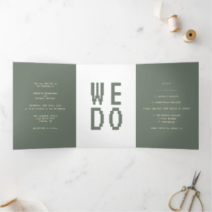 Green Gamer Formal minimal Wedding We Do Tri-Fold Card