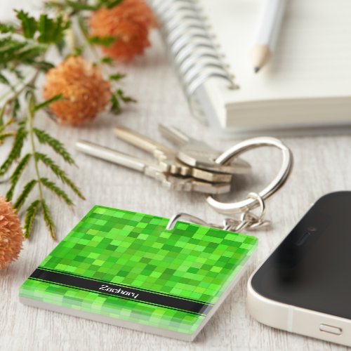 Green Gamer Pixels Acrylic Keychain