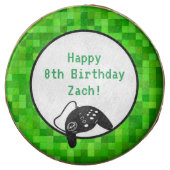 Green Gamer Pixels | Custom Birthday Party Chocolate Covered Oreo (Front)