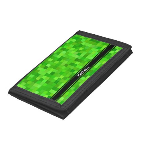 Green Gamer Pixels  Personalized Trifold Wallet