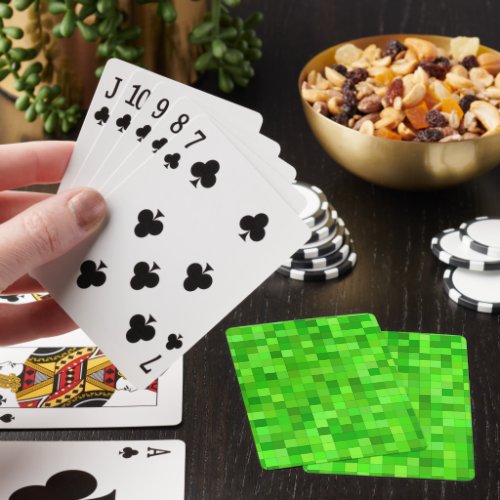 Green Gamer Pixels Playing Cards