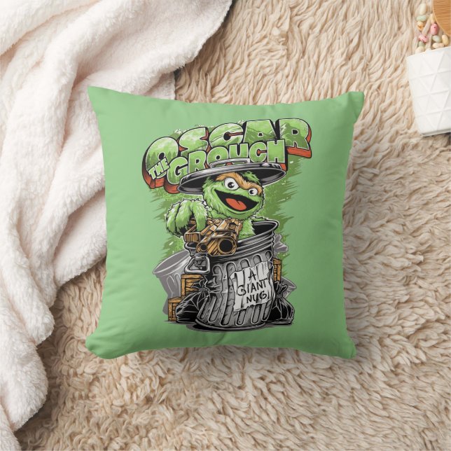 Green Garbage Monster Throw Pillow (Blanket)