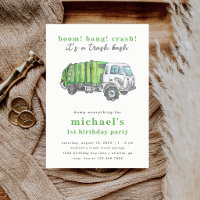Green Garbage Trash Truck Boy's 1st Birthday Party