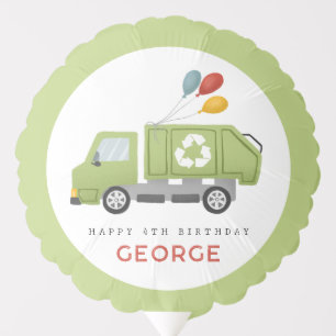 Green Garbage Trash Truck Boys Birthday Balloon