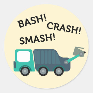 Green Garbage Truck Birthday Party Stickers