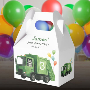 Green Garbage Truck Birthday Welcome Sign Favor Boxes