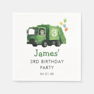 Green Garbage Truck Birthday Welcome Sign Napkins