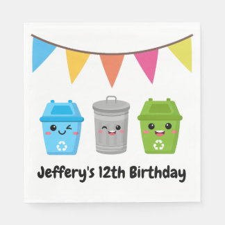 Green Garbage Truck - Kid's Birthday Napkins