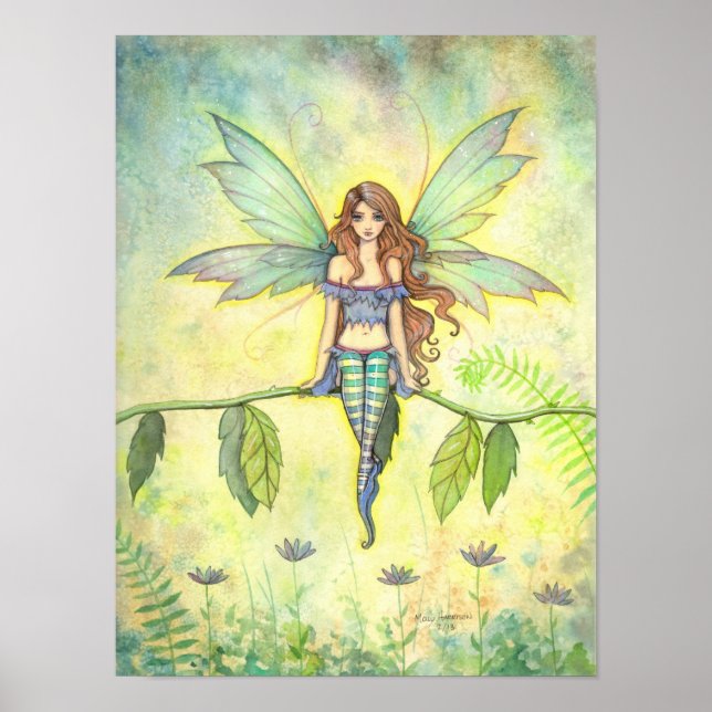 Green Garden Fairy Fantasy Art Print (Front)